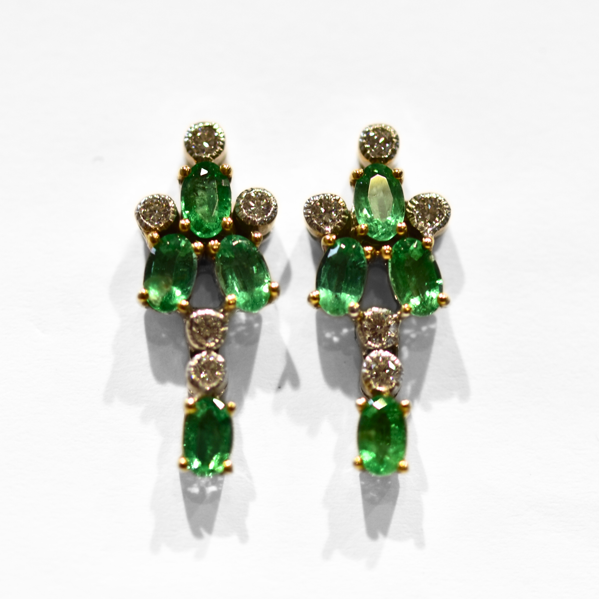 Picture of Natural Emerald & Diamond Earrings